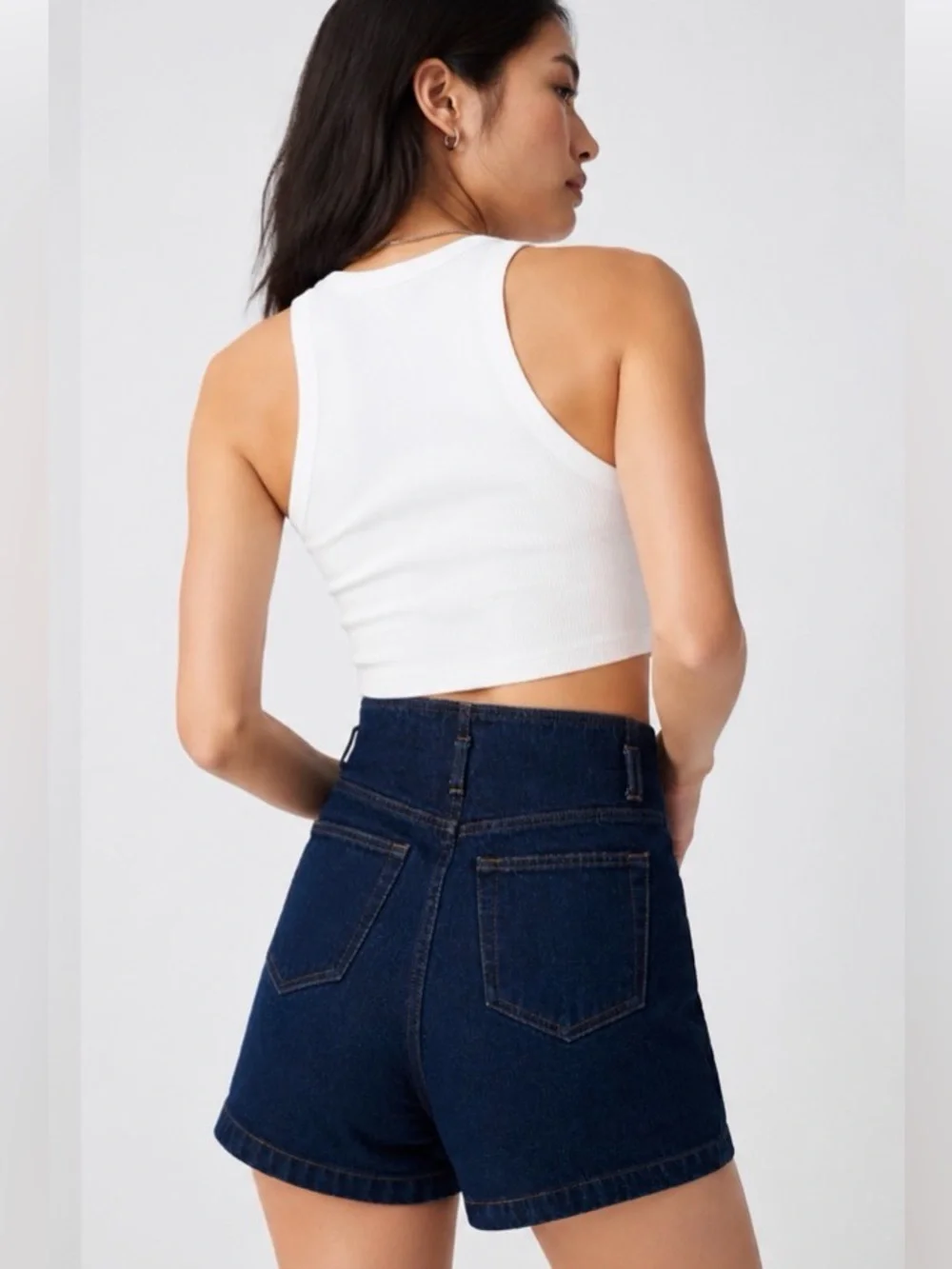 MOUSSY High Rise Sailor Denim Shorts Dark Wash Size 1 (XS/25) Japanese Denim